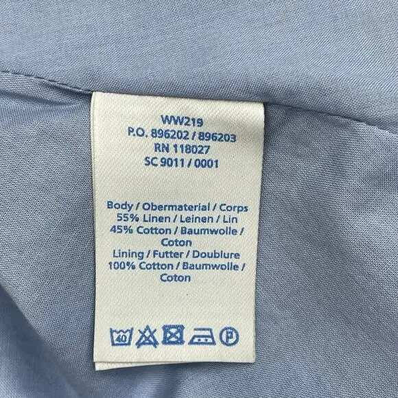 Boden Lois Linen Blend Blue Polka Dot Sleeveless Fit & Flare Dress Size 6R - Picture 7 of 12